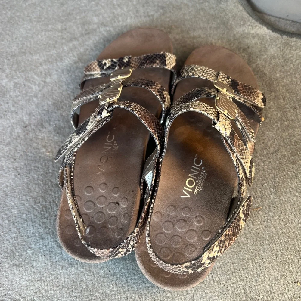 Vionic Snakeskin amber Multi-Strap Sandals - Picture 8 of 9